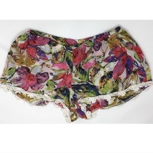 Show Me Your Mumu Floral Shorts Crochet Hem
